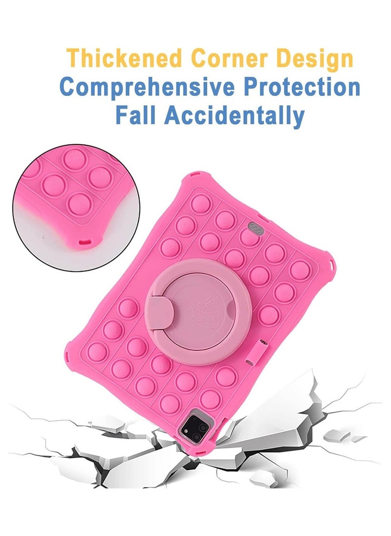 Case for iPad 10th Generation Case 10.9 Inch 2022 Rotating Handle Kickstand Silicone Shockproof Cover with Shoulder Strap  Pencil Holder  Stylus, Pink - Image 2